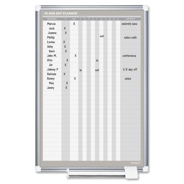 Bi-Silque Bi-silque BVCGA02109830 Magnetic In- Out Board; Planner; 24 in. x 36 in.; Aluminum- White BVCGA02109830